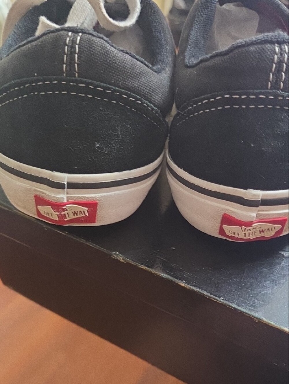 VANS black & White Low-Top Skate Sneakers with White Stripe - Picture 5 of 6